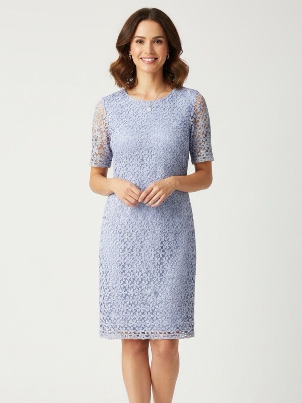 TAHARI ASL Lavender Purple Floral Lace Mini Dress Size 14 Women’s Date Business